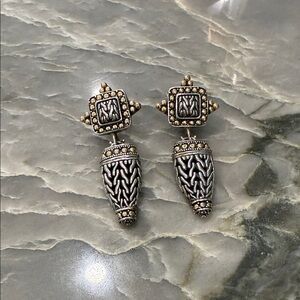 John Hardy Sterling Silver and 18K Gold Dangle Earrings